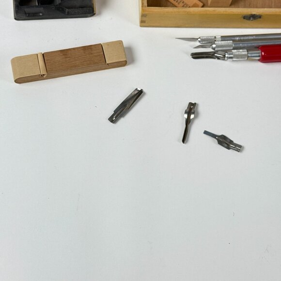 Vintage X-Acto Workshop Crafting Tools Kit Wooden Box Blades Incomplete Set - Picture 2 of 11